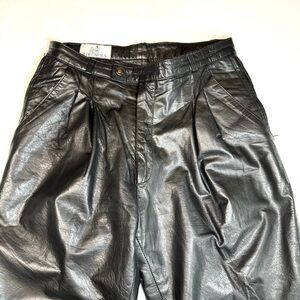 Vintage 80s 90s Pleated front Leather Pants Men’s 29 Black Streetwear Hip Hop